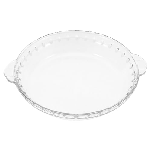 Cabilock Glass Pan with Edge Non-stick Round Baking Dish for Pumpkin and Pot Pies Microwave Oven Easy to Clean Glass Cookware
