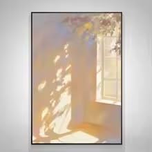 ZHUOYA Modern Abstract Sunlight Streaming Through Window Poster Floral Shadows Canvas Wall Art for Living Room Decoration poster(60x80cm/Frameless)