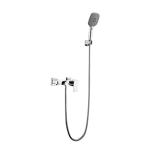 Robinet de baignoire contemporain mural chrome avec douchette