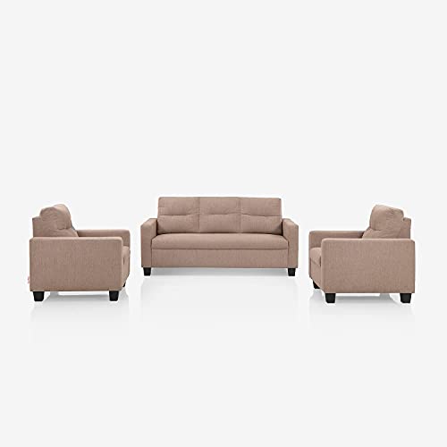 Image of Duroflex Ease - 5 Seater Sofa, 3+1+1 Sofa Set | Premium Fabric, High Comfort Foam, Durable Termite-Resistant Wooden Frame & Easy Maintenance | 3-Year Warranty - Brown