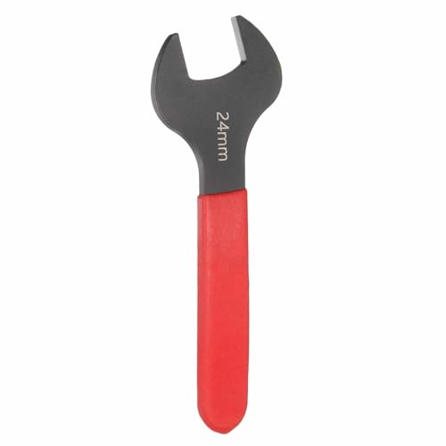 HARFINGTON Single Open End Wrench 24mm Metric 15 Degree Offset Angle U-Shaped Open Ended Spanner Small Flat Head Blackening Wrench with Red Shank for Automotive Repair Furniture Assembly