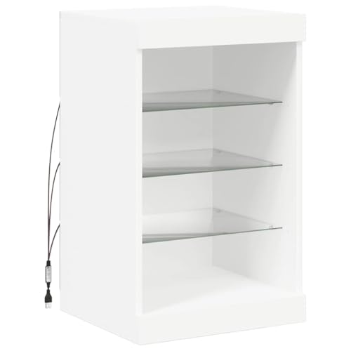 vidaXL Buffet avec Lumières LED, Armoire Latérale de Rangement, Organisateur de Salon Salle de Séjour Maison Intérieur, Moderne, Blanc
