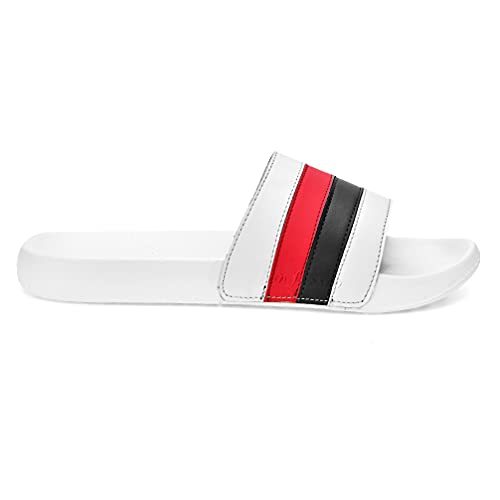 Image of San Frissco Men's Flip Flop Slipper's Open Toe Striped Sliders /Soft Cushioned Footbed With EVA Sole Colurblocked Lightweight Flexible and Stylish Footwear Slip On Sandals for Outdoor