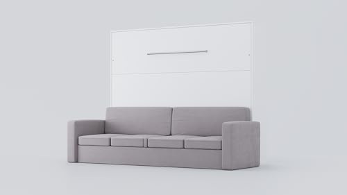 MAXIMAHOUSE Schrankbett horizontale mit Sofa, Invento LED 160H mit Lattenrost aus Holz, Wandklappbett 160x200 Erwachsene, modern Concept und Design, stabil,praktisch