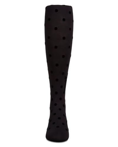 Image of MeMoi Girls Opaque Polka Dot Bow-Trimmed Flocked Tights