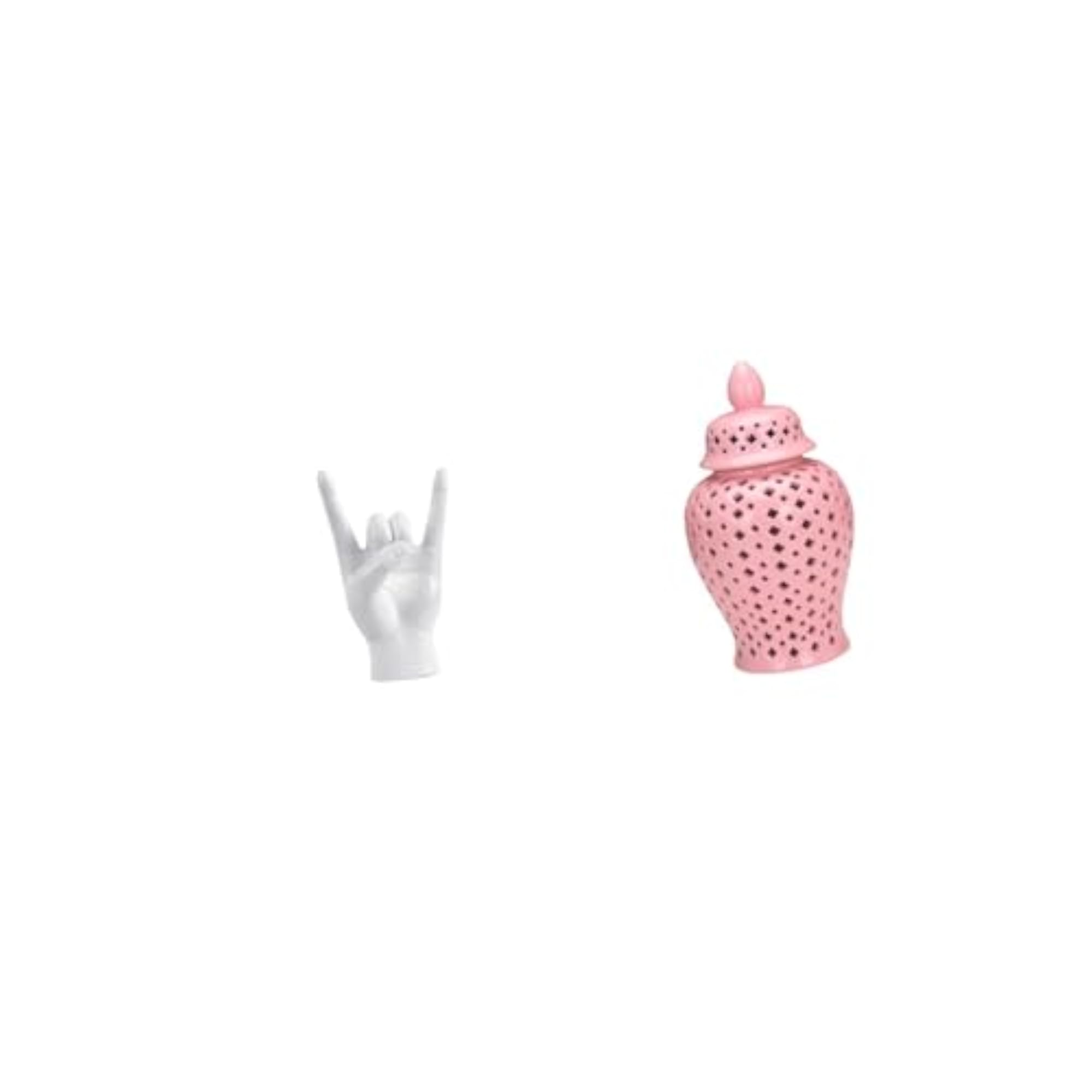 Rock Hand Gesture Statue Ceramic Ginger Jar
