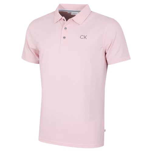 Calvin Klein Hombre Central Eco Lightweight Polo Golf - Bebé Rosa - L