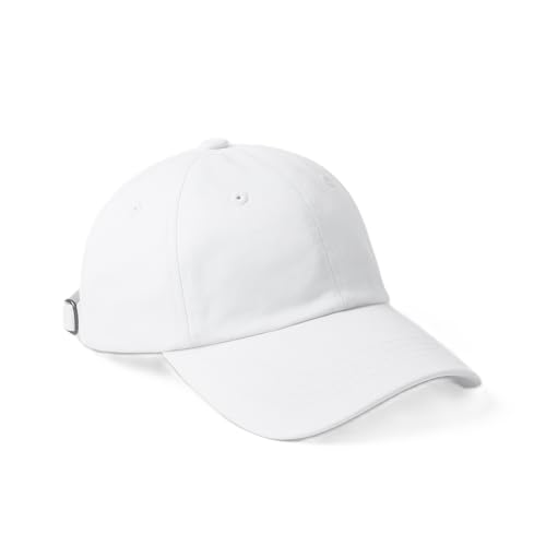 Baseball Cap Adjustable Size 100% Cotton Caps for Running Workouts & Outdoor Activities All Seasons (White -1pc)