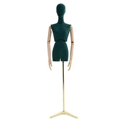Female Mannequin Torso Body, Dummy Model with 3 Section Joint Wooden Arms, Dress Form for Clothing Display, Metal Tripod Stand, 5 Colors
