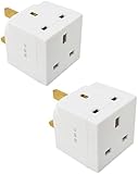 2 Way UK Plug Adapter Splitter 13A Multi Wall Plug Cube 3 pins Socket Splitter Extension Plug adaptor UK Socket Mains Extender for Home & Office (2pcs) - Image 1