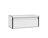 Brabantia Rectangular Fall Front Bread Box (White) Large Front Opening Flat Top Bread Store for Kitchen Counter, Fits 2 Loaves
