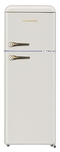 SOLTHERMIC FRIGORIFICO 2 PUERTAS CREMA RETRO TIRADORES DORADOS F2PR147C 220 LITROS, 147 CM ALTO X 55 ANCHO, BAJO CONSUMO Y SILENCIOSO