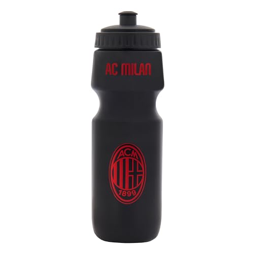 AC Milan - Borraccia sport da 700 ml Nera - Classic Crest - Plastica coprente - BPA free e antigoccia. Per tutti i Tifosi Rossoneri- Prodotto Ufficiale Ac Milan