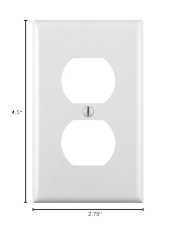 Image of Leviton 1-Gang Duplex Device Receptacle Wallplate, Standard Size, Thermoplastic Nylon, Device Mount, 1 Pack, 80703-W, White