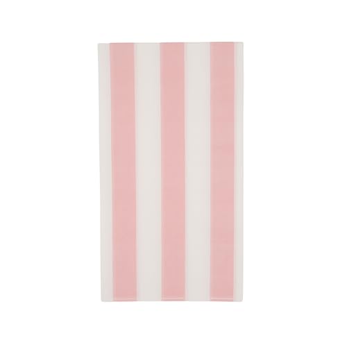 Image of Bonjour Fete Light Pink Cabana Stripe Paper Guest Towels | Disposable, 3-Ply Napkins | Premium Party Supplies & Decor | Holidays, Kids Themed Birthday Parties, Princess | Pack of 20, 4.25 inch x 7.75 inch