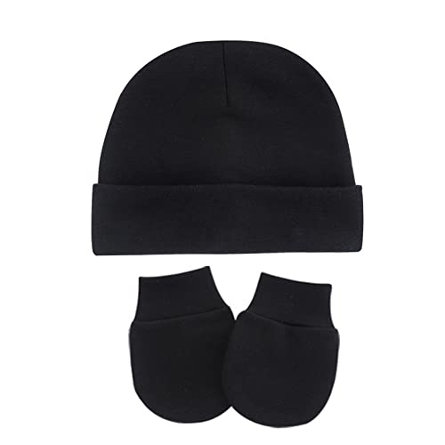 Image of UTTPLL Newborn Hats Mittens Set Toddler Girls Boys Cotton Nursery Hospital Beanie No Scratch Gloves Unisex Baby Infant Caps