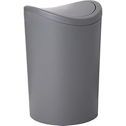 Cubo Basura Gris Tatay Papelera Baño con Tapa Basculante, 6L de Capacidad, de Polipropileno, Libre de BPA, Color Gris, Medidas 19 x 19 x 28 cm