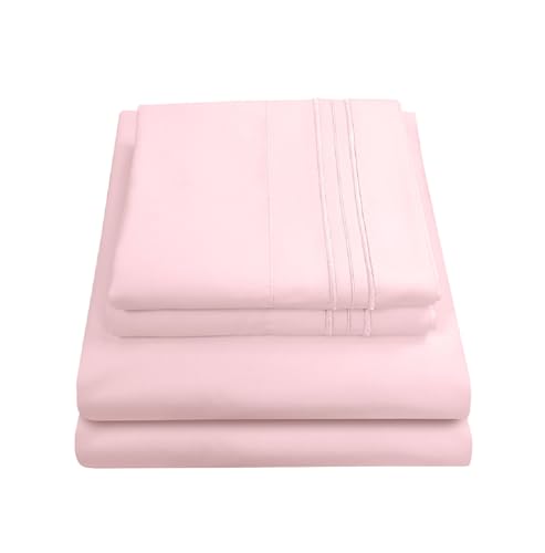 California King Sheet Sets - Breathable Luxury Sheets with Full Elastic & Secure Corner Straps Built In - 1800 Supreme Collection Deep Pocket Bedding Set, Sheet Set, California King, Pale Pink