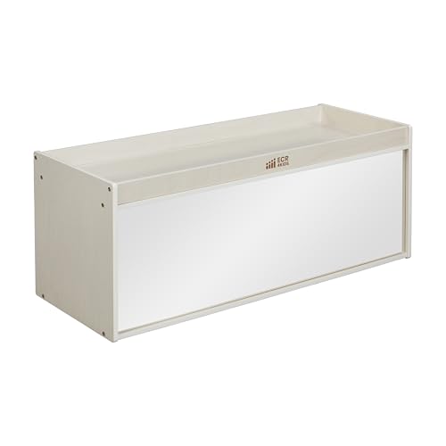 Image of ECR4Kids Storage Cabinet with Activity Top and Mirror, Classroom Furniture, White Wash
