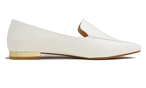 Image of FEVERSOLE Women's Loafer Flat Pointed Deco Low Heel Fashion Slip On Dress Driving Office Shoes