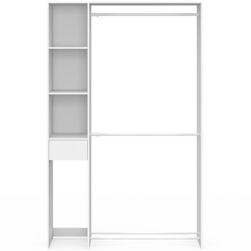 Dressing double penderie . 110 cm MIRTY avec étagères + tiroir + rangements à chaussures - vue 3