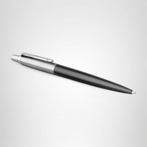 Parker Jotter Ballpoint Pen | Bond Street Black with Chrome Trim | Medium Point Blue Ink | Gift Box