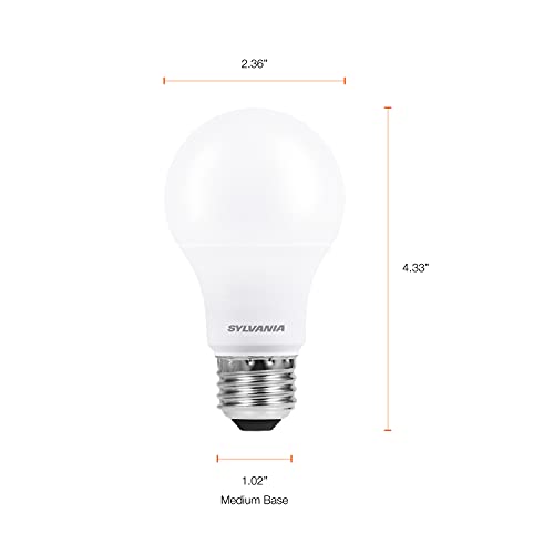 Sylvania Ultra LED Light Bulb, 60W Equivalent A19, Efficient 9W, Medium Base, Dimmable, Frosted Finish, 800 Lumens, Bright White - 4 Pack (78038) by LEDVANCE - Used condition - Image 6