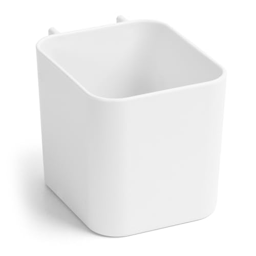 Image of ABOUT SPACE Peg Board Accessories Container for DIY Tools, Stationeries for Home Office Spoon, Knife Kitchen Storage and Display Bathroom Hook (White - L 7.7 x B 9 x H 8 cm)