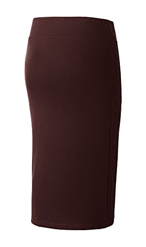 Urban Coco Women's Elastic Waist Stretch Bodycon Midi Pencil Skirt (S,Burgundy) #TOP3