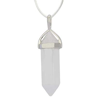 WhitewhaleWhite Whale Amethyst Natural Healing Reiki Point Chakra Cut Gemstone Pendant Necklace Gift