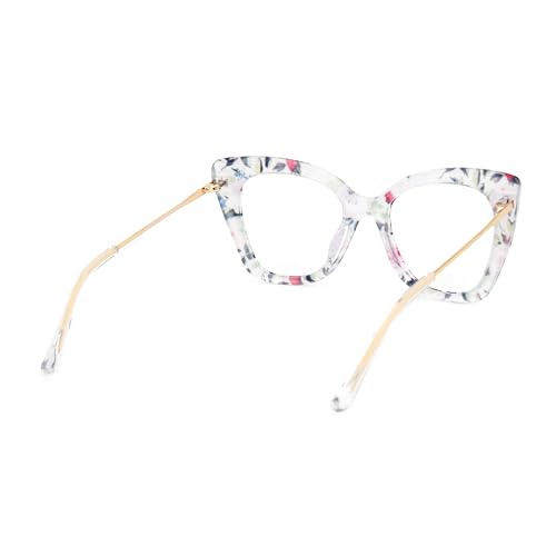 Image of Zeelool Cat Eye Blue Light Glasses for Women Stylish Floral Eyeglasses Frames Non Prescription Full Eyewear Anti UV