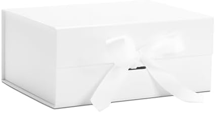 YACEYACE White Gift Box, 1Pcs Small Gift Box Bulk, Hard Gift Wrap Boxes with Lids for Presents Wrapping, Birthday, Wedding,9.4x6.8x4.1 inch