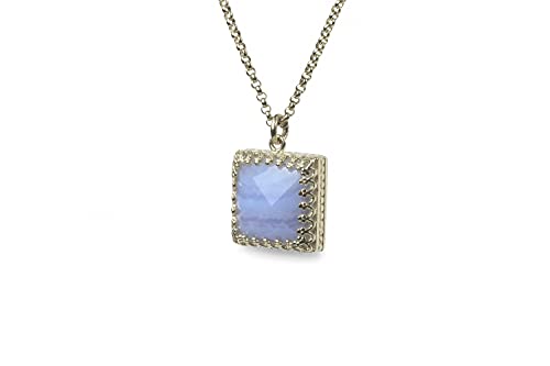 Collier superposition déclaration avec pendentif agate dentelle véritable et or - 5