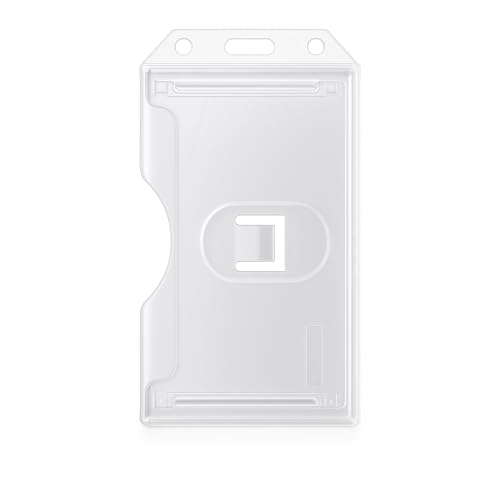 Heavy Duty 2-Sided Rigid Multi Card Holder - Hard Plastic Vertical ID Badge Holders for 2 Standard or Thick Prox Cards, Fuel Card, CAC, Work Badge by Specialist ID, Sold Individually (Clear)