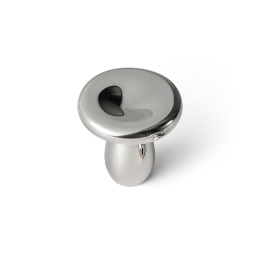 Goo-Ki Titanium Silver Cabinet Knob, Modern Round Dish 1.18 in, 2 Pack