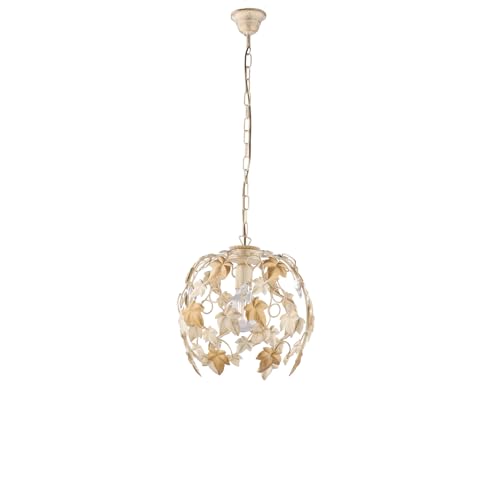 Suspension en fer ivoire clair et or lierre de 30x37 cm pour plafond