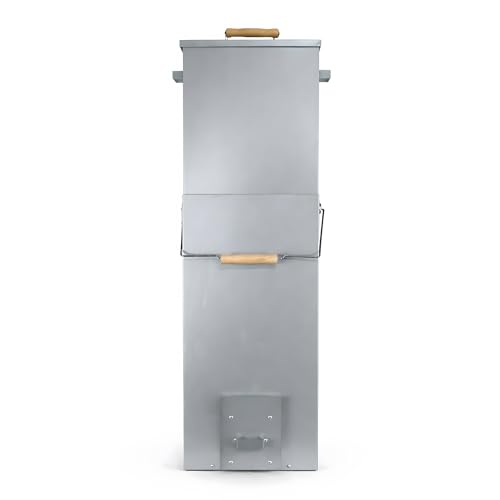 Eversmoke Teleskop-Räuchertonne – Ausziehbarer Räucherofen für Fisch & Fleisch – Inkl. Thermometer, 10 S-Haken & Rost – Platzsparend klappbar – Herausnehmbare Brennschublade – Rund oder Eckig (Eckig)