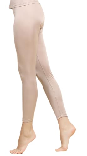Women Mulberry Silk Thermal Long Johns Underwear Bottom Lightweight Silk Leggings Base Layer Pants (Nude,L) - Image 3