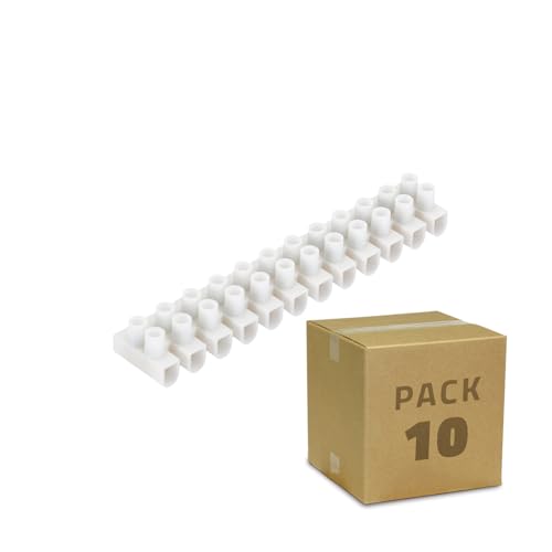 LEDKIA LIGHTING Pack 10 unidades de Clema Regleta de 12 Conectores de Cable Eléctrico Blanco mm²