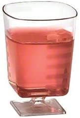 180 2 oz Square Wine Glass Clear Plastic Mini Dessert Cups Square Cup Short Stem Shot Wine Glasses Shot Dessert Glasses Disposable Dessert Shooter Cups Small Plastic Cups Wedding