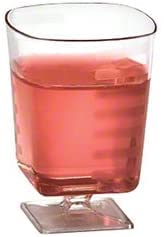 180 2 oz Square Wine Glass Clear Plastic Mini Dessert Cups Square Cup Short Stem Shot Wine Glasses Shot Dessert Glasses Disposable Dessert Shooter Cups Small Plastic Cups Wedding