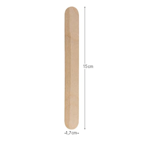 Ideen mit Herz | extrabreite Holzstäbchen | Holzspatel | breite Eisstiele aus Holz | Holzspachtel | 15 cm lang | 1,7 cm breit | ideal zum Basteln, Waxing, Eis selber machen | 50 Stück