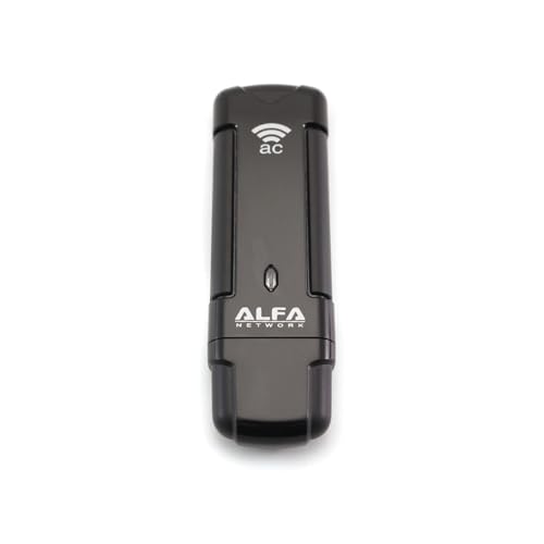 Alfa Long-Range AWUS036EAC AC1200 Wireless USB Wi-Fi Adapter - USB Dongle Adapter for Ultimate Compactness Holder w/Clip & Suction Cup Included