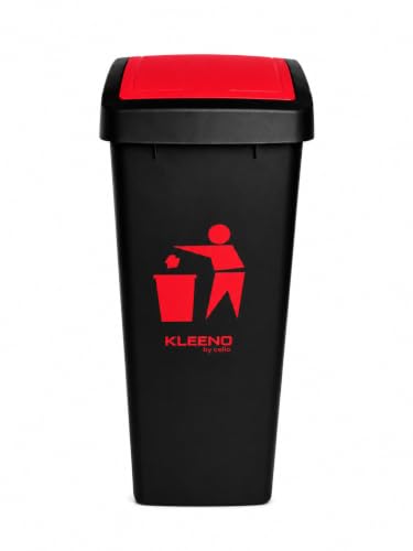 Image of Cello Plastic Swing Garbage Dustbin 48 Ltr,Black-Red