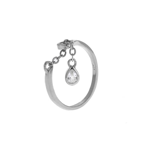 Bague ajustable chainette goutte en argent 925 et zirconium