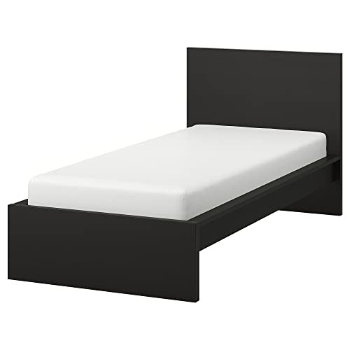 IKEA MALM Bettgestell, hoch, 90x200 cm, Schwarz-Braun/Luröy