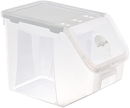 Kilerci Erzak Kabi Small Plastic Storage Basket Dry Food Container Large Storage Vegetable Plastic Cereal Pet Dog Cat Dispenser Storage Box Kitchen Cupboard Organizer 14Lt (White)