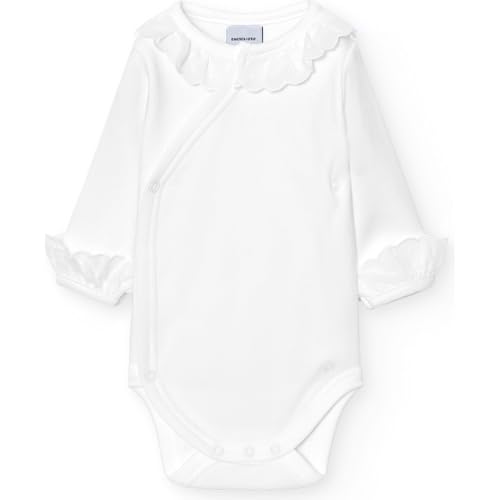 BABIDU Body Bebé Cruzado Manga Larga Algodón 100% Cuello de Puntilla, Body Bebé Recién Nacido y Prematuros, Primera Puesta, Tejido Suave y Hipoalergénico, Ropa Bebé Niño y Niña Unisex Para Uso Diario