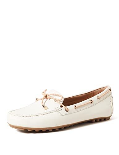 Geox D Leelyan C, Mocasines para Mujer, Multicolor (Off White/Sand), 36 EU