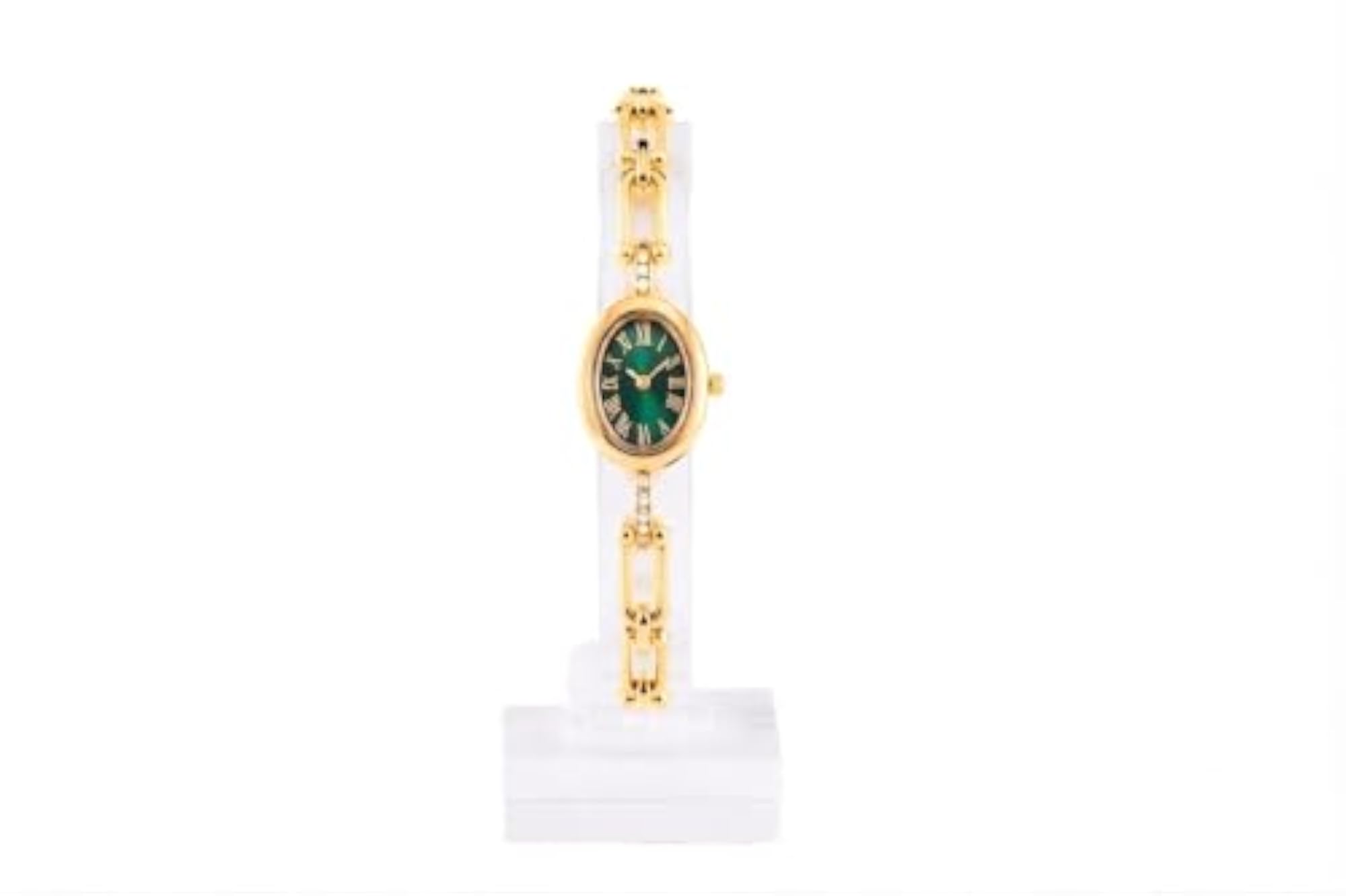 Women's Gold-Tone Oval Dial Bracelet Watch with Roman Numerals
